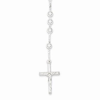 Sterling Silver Polished Rosary Necklace