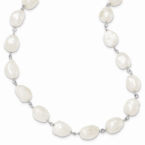 Sterling Silver White Freshwater Cultured Pearl Necklace