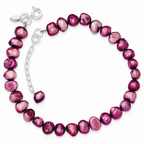 Sterling Silver Pink Freshwater Cultured Pearl Bracelet