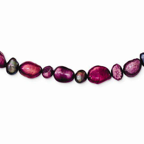 Sterling Silver Purple & Grey FW Cultured Pearl Necklace