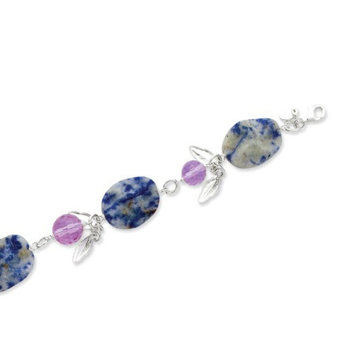 Sterling Silver Violet Cz & Sodalite Bracelet