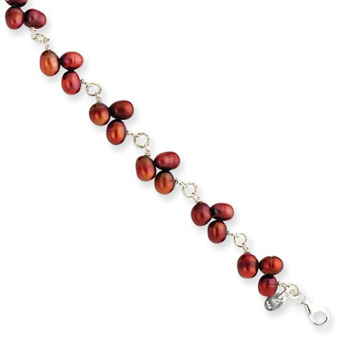 Sterling Silver Brown Cultured Pearl Bracelet