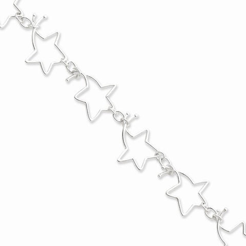 Sterling Silver Polished Fancy Star Link Bracelet