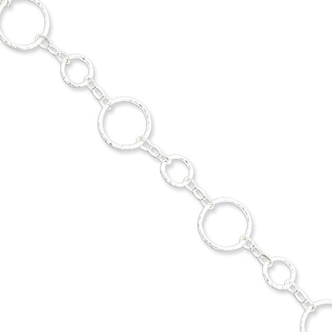 Sterling Silver Polished -Dimensional Circular Link Bracelet