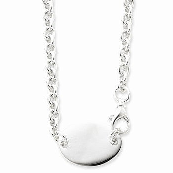 Sterling Silver Oval Disc Necklace