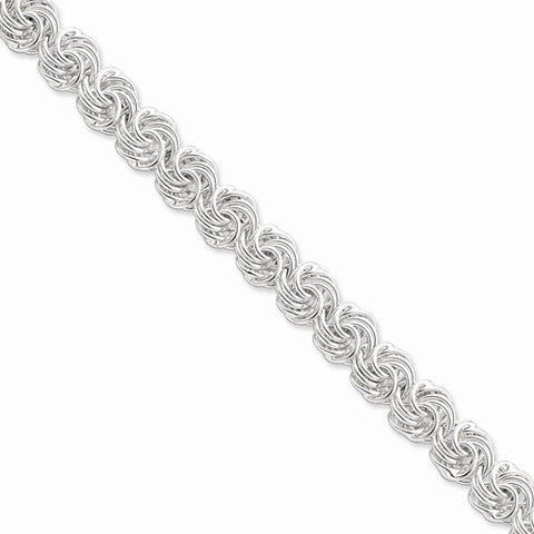 Sterling Silver Hollow Polished Fancy Link Bracelet