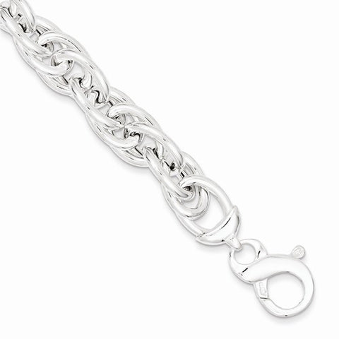 Sterling Silver Hollow Polished Fancy Link Bracelet