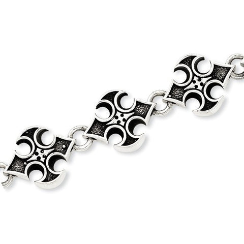 Sterling Silver Antiqued Cross Bracelet