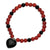 Sterling Silver Black Agate Heart Red & Black Agate Beads Stretch Bracelet