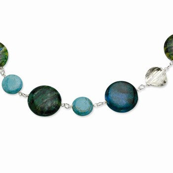 Sterling Silver Dyed Howlite, Chrysocolla Necklace