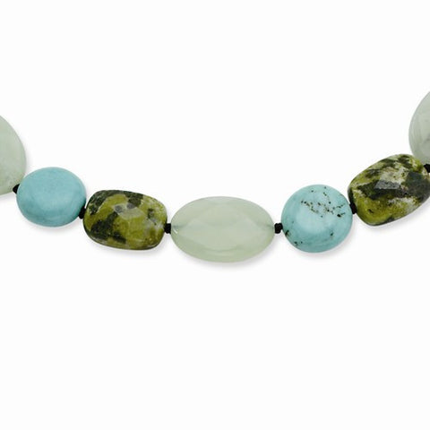 Sterling Silver Amazonite, Dyed Howlite, Green Cloud  Necklace