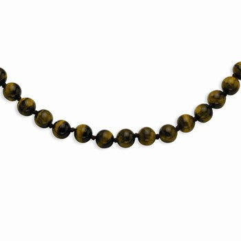 Sterling Silver Smooth Beaded Tiger Eye Necklace