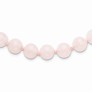 Sterling Silver Smooth Beaded Rose Quartz Necklace