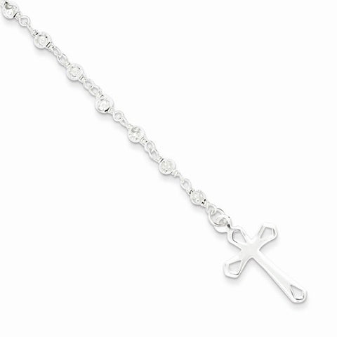 Sterling Silver Polished Rosary Bracelet