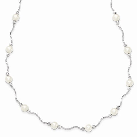 Sterling Silver White Freshwater Cultured Pearl Necklace