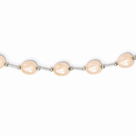 Sterling Silver Pink Freshwater Cultured Pearl Necklace