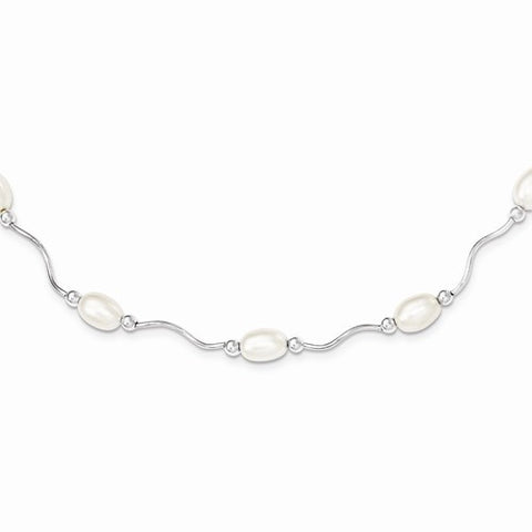 Sterling Silver White Freshwater Cultured Pearl Necklace