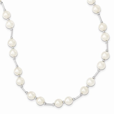 Sterling Silver White Freshwater Cultured Pearl Necklace