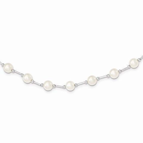 Sterling Silver White Freshwater Cultured Pearl Necklace