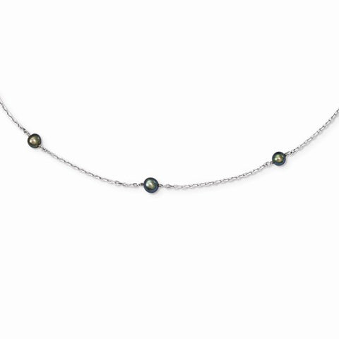 Sterling Silver and Fresh Water Cultured Peacock Pearl Necklace