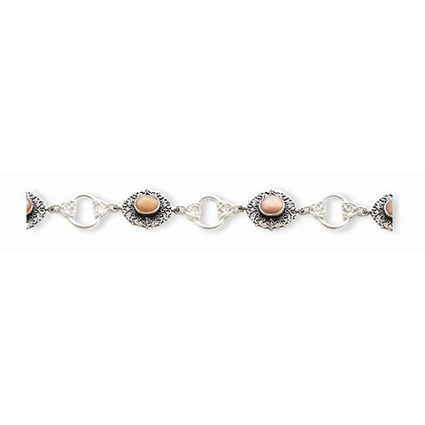 Sterling Silver Antiqued Mother Of Pearl Bracelet