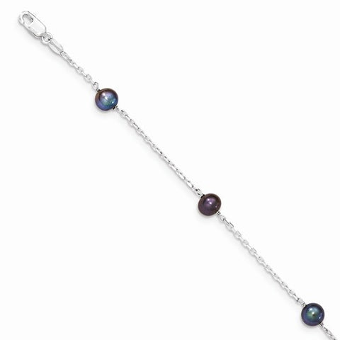 Sterling Silver Peacock Fw Cultured Pearl Bracelet