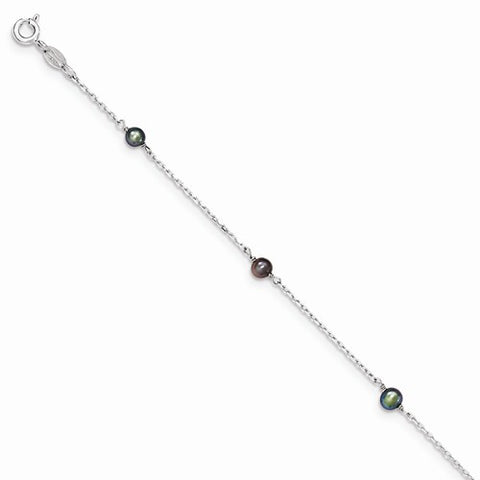 Sterling Silver and Peacock Fw Cultured Pearl Bracelet