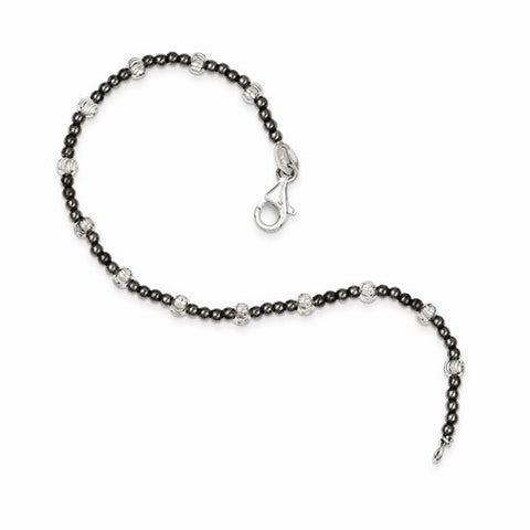 Sterling Silver Black Rhodium Plated Beaded Bracelet