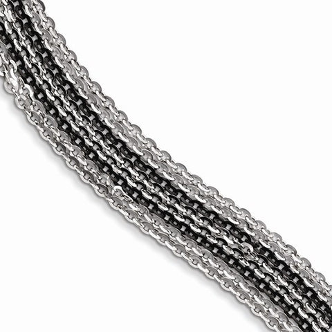 Sterling Silver Rhodium & Ruthenium-Plated Multi Strand Bracelet