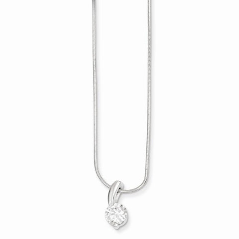 Sterling Silver CZ Pendant & Chain Pendant, 18 inch, Jewelry Chains and Necklace