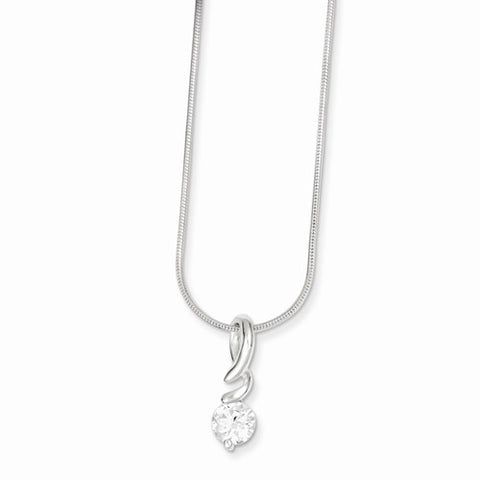 Sterling Silver CZ Pendant & Chain Pendant, 18 inch, Jewelry Chains and Necklace