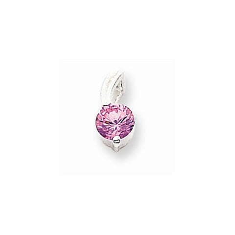 Sterling Silver Pink CZ Pendant on Chain