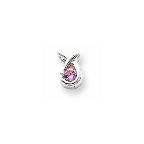 Sterling Silver Pink CZ Pendant on Chain