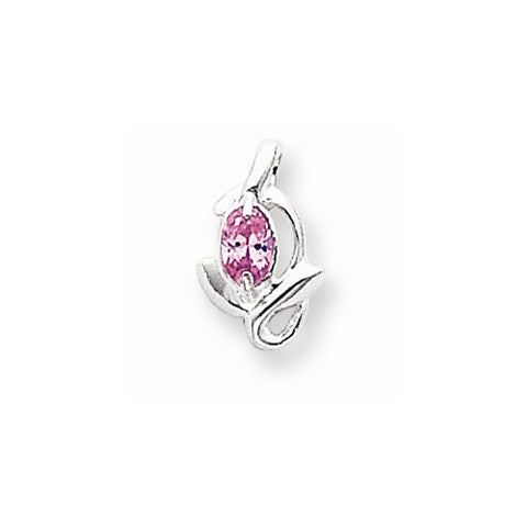 Sterling Silver Pink CZ Pendant on Chain