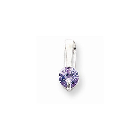 Sterling Silver Purple CZ Pendant on Chain