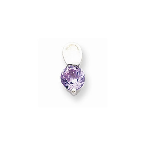 Sterling Silver Purple CZ Pendant on Chain