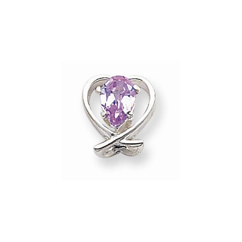 Sterling Silver Purple CZ Pendant on Chain