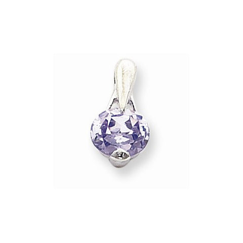 Sterling Silver Purple CZ Pendant on Chain