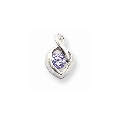 Sterling Silver Purple CZ Pendant on Chain