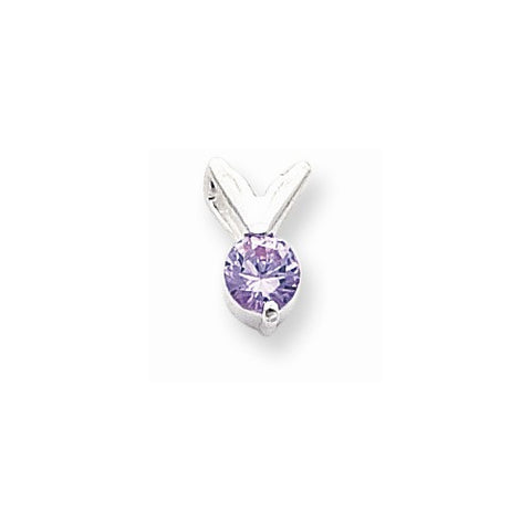 Sterling Silver Purple CZ Pendant on Chain