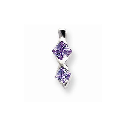 Sterling Silver Purple CZ Pendant on Chain