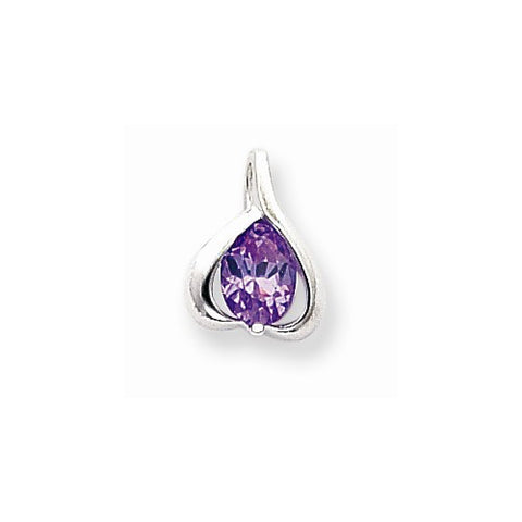 Sterling Silver Purple CZ Pendant on Chain