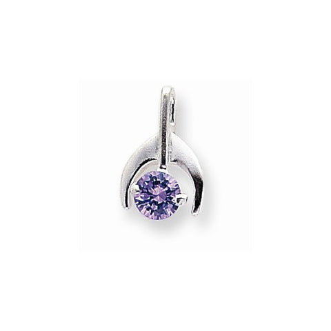 Sterling Silver Purple CZ Pendant on Chain