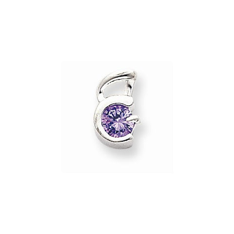 Sterling Silver Purple CZ Pendant on Chain