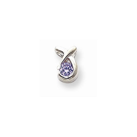 Sterling Silver Purple CZ Pendant on Chain