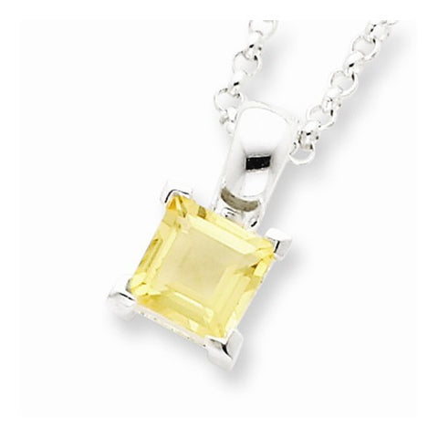 Sterling Silver Citrine Pendant on Chain