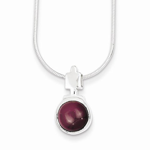 Sterling Silver Garnet Pendant on Chain