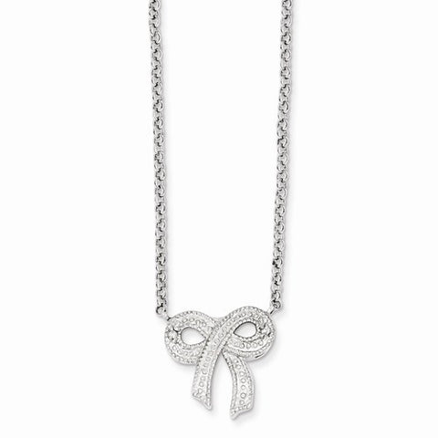 Sterling Silver CZ Bow On Rolo Chain