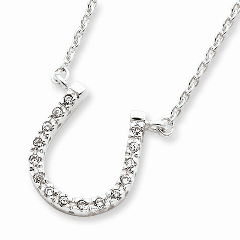 Sterling Silver Horseshoe CZ Necklace