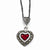 Sterling Silver Marcasite W Red Crystal Pendant with Chain Pendant, 16 inch, Chains and Necklace